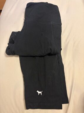 PINK Victoria's Secret Black Fold-Over Waist Leggings